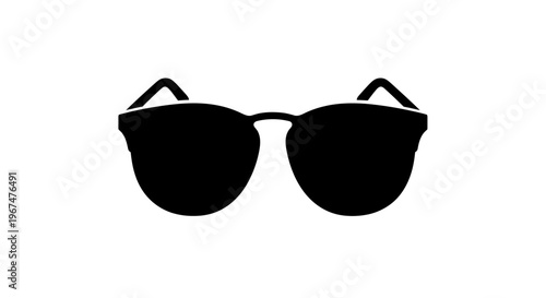 Stylish Black Sunglasses Isolated on White Background.