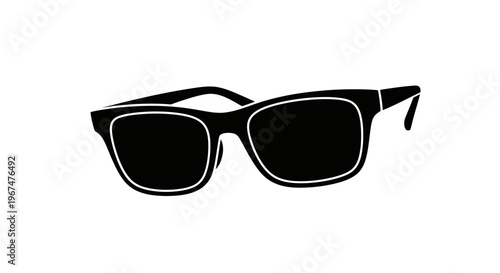 Stylish Black Sunglasses Isolated on White Background.