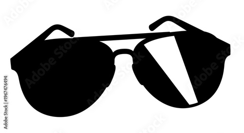 Stylish black aviator sunglasses with a reflective lens.