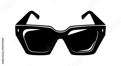 Stylish Black Sunglasses Isolated on White Background.
