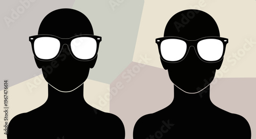 Two anonymous silhouettes with stylish glasses, representing individuality and modern identity.