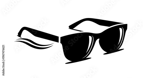 Stylish black sunglasses with a sleek design and a subtle wave accent.