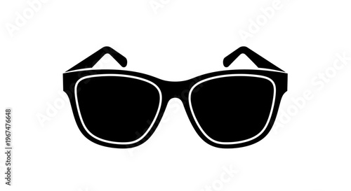 Stylish black sunglasses with a white outline on a clean white background.