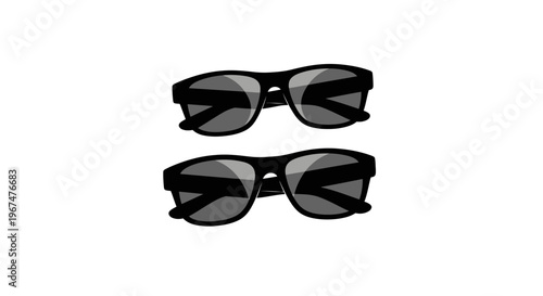 Two pairs of stylish black sunglasses with dark lenses.