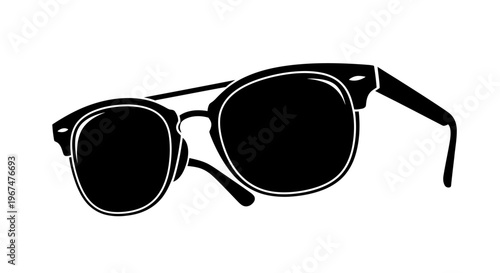 Stylish black sunglasses with dark lenses for sun protection.