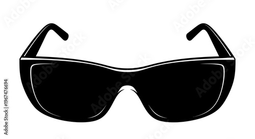 Stylish black sunglasses with dark lenses, isolated on a clean white background, perfect for summer fashion and eye protection.