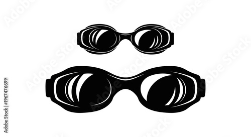 Two pairs of vintage goggles in black and white.