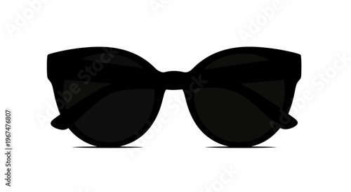 Stylish black sunglasses with dark lenses on a white background.