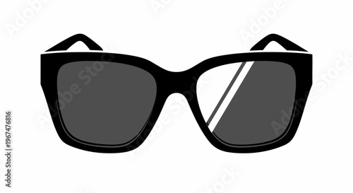 Stylish black sunglasses with dark lenses on a white background.