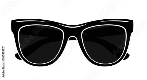 Stylish black sunglasses with dark lenses on a white background.