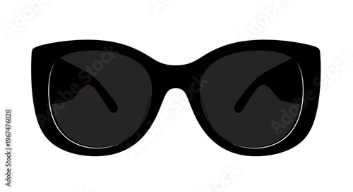 Stylish black sunglasses with dark lenses on a white background.