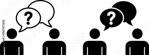 Two pairs of individuals engaged in uncertain conversation