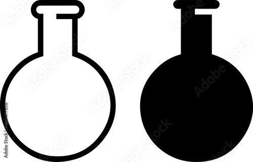 Comparison of an empty and a full laboratory flask with a stopper