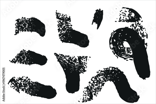 Abstract brush stroke patterns forming a visually intriguing composition on a plain background isolated on transparent background