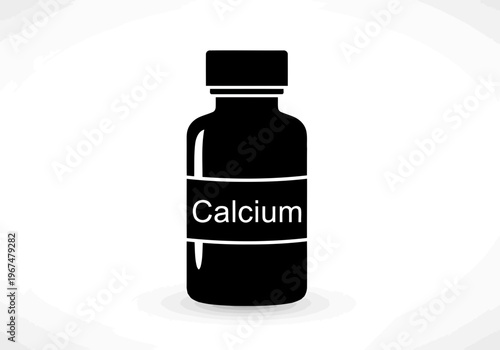 A perfect silhouette of a calcium supplement bottle icon