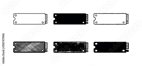 SSD Design Variations. Solid state drive compact internal storage component used in laptops and desktops for fast data access |