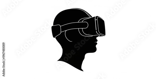 VR headset person  SILHOUETTE VECTOR