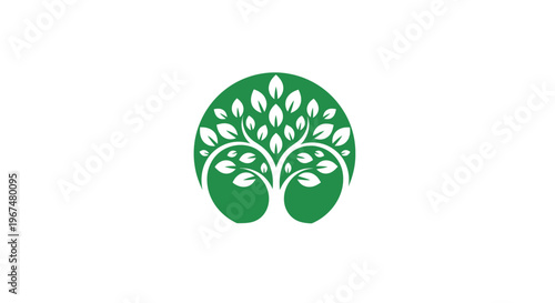Green Tree of Life Symbol Abstract Design.