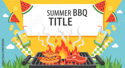 Summer BBQ party invitation template.