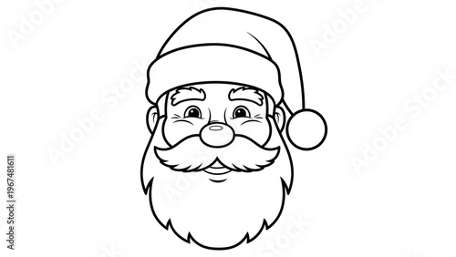 Cartoon santa claus face outline illustration holiday christmas design