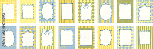Pastel Easter frame collection with decorative borders and vintage pattern backgrounds