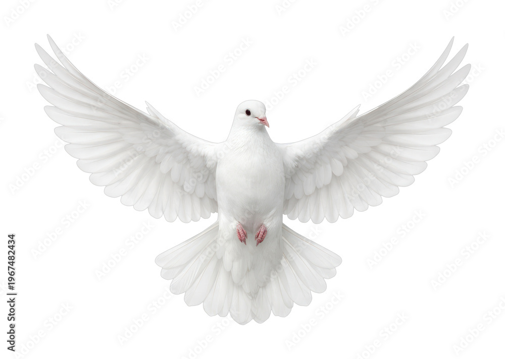 Fototapeta premium PNG Graceful white dove in flight.