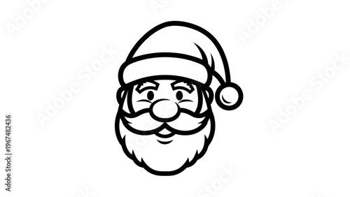 Santa claus face illustration outline for holiday season design element