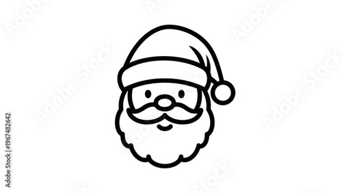 Santa claus illustration black and white festive icon on white background