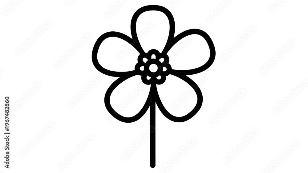 Obraz premium Simple black and white flower illustration for design projects