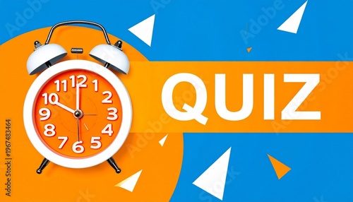 QUIZ Sign with Alarm Clock and Paper Planes