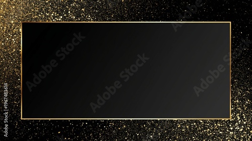Black Background With Gold Glitter Border Suitable for Various Design Applica...
