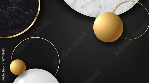 Shapes and Circles on a Black Background Create a Stylish Visual Display With Different Colors and Patterns