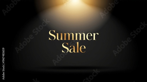 Summer Sale Announcement With Golden Text on Dark Background Illuminated by S...