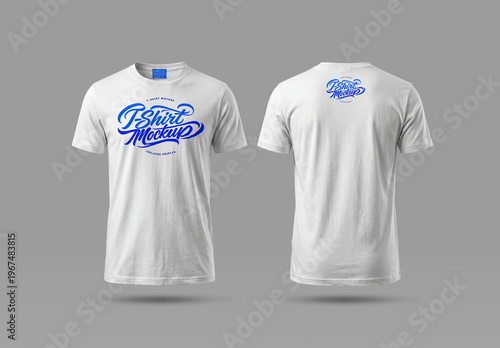 T-Shirt Mockup - Front & Back View, White Version (2 Isolated Shirts)