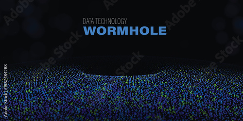 Abstract digital grid forming a wormhole data vortex pattern