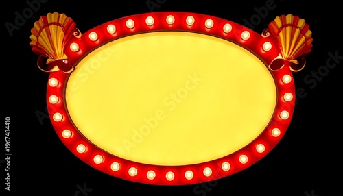 Blank Vintage Marquee Sign with Glowing Light Bulbs