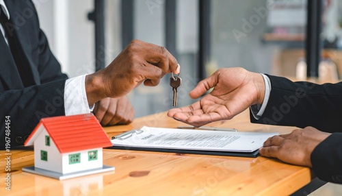 Handing Over House Keys Over Contract and Small House Model