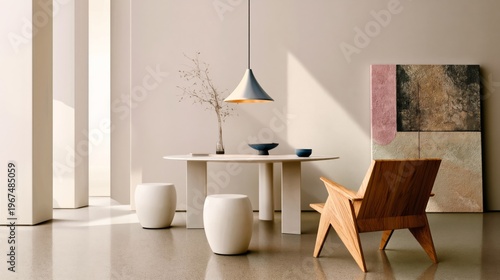 Modern Workspace With Plants and Simple Decor in Bright Room