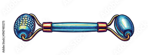 Dual-ended facial roller with textured and smooth jade stone heads