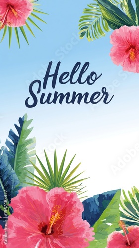 Bright Summer Design With Flowers and Leaves Welcoming the Season