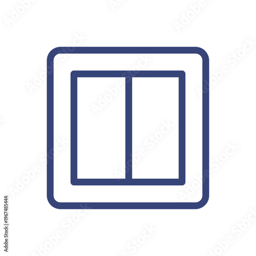 Linear electric light switch icon with two buttons, dimmer control pictogram with keys in clean line art style, switcher symbol for UI and UX design interface, simple flat vector illustration.
