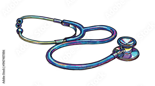Colorful stethoscope illustration with a unique, artistic, and vibrant design