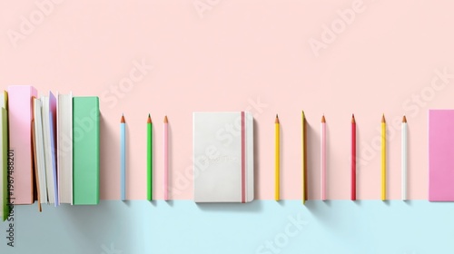 Colorful Stationery and Notebooks Arranged on a Table During Daytime