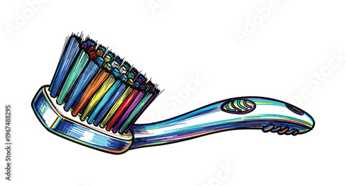 Colorful toothbrush with vibrant bristles and a sleek, modern handle design