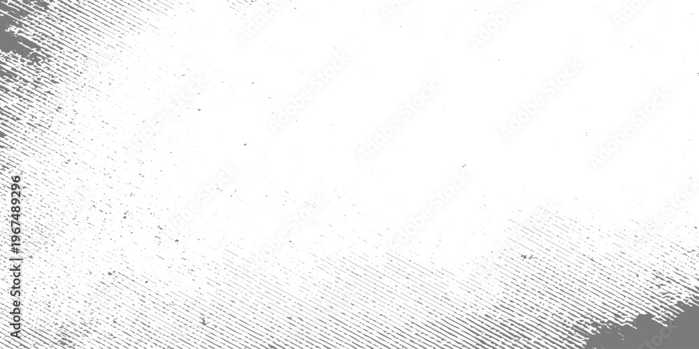 Obraz premium Grunge white background frame with rough black spray edges, dust particles, and distressed texture fading from corners, minimalist abstract urban style.