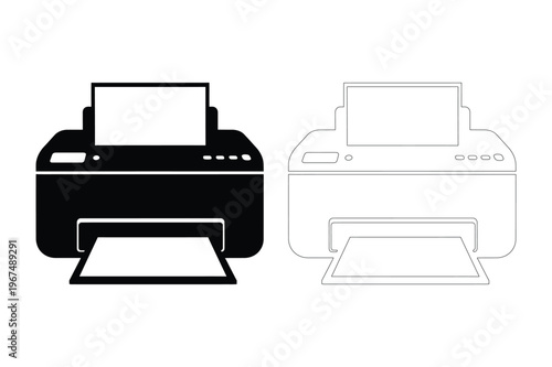 Printer silhouette with paper