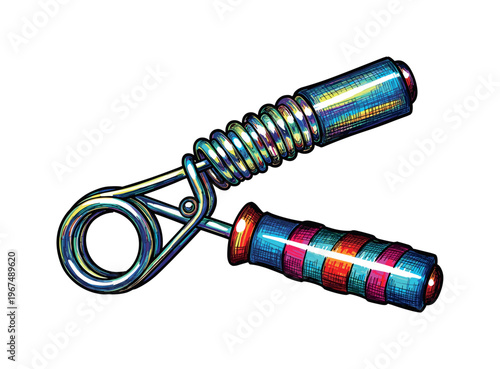 Colorful hand grip strengthener with spring and textured handles for fitness