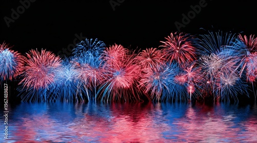 Fireworks Light up the Night Sky Over Water During Celebration