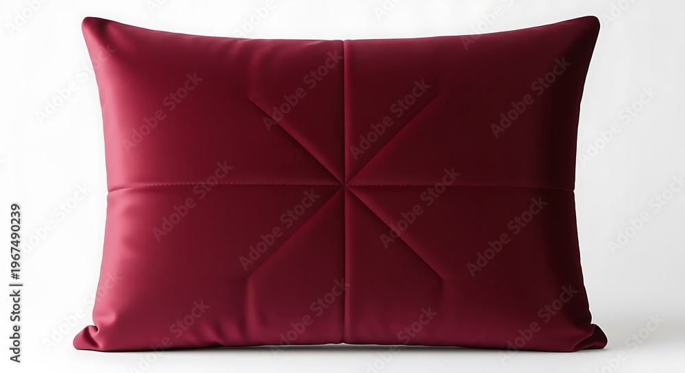 Naklejka premium Deep burgundy velvet throw pillow with geometric quilted diamond pattern for modern home decor