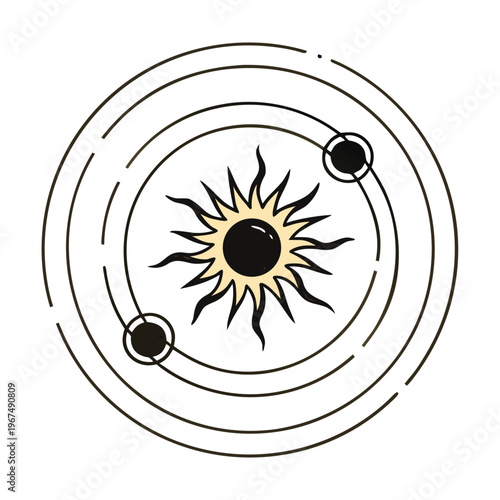 Solar system, sun, planets, orbit, astronomy vector illustration